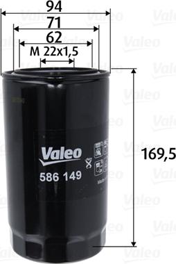 Valeo 586149 - Маслен филтър vvparts.bg