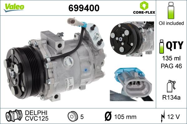 Valeo 699400 - Компресор, климатизация vvparts.bg