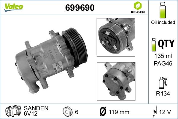 Valeo 699690 - Компресор, климатизация vvparts.bg