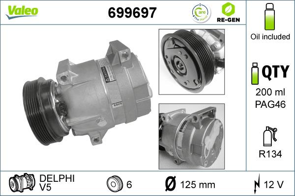 Valeo 699697 - Компресор, климатизация vvparts.bg