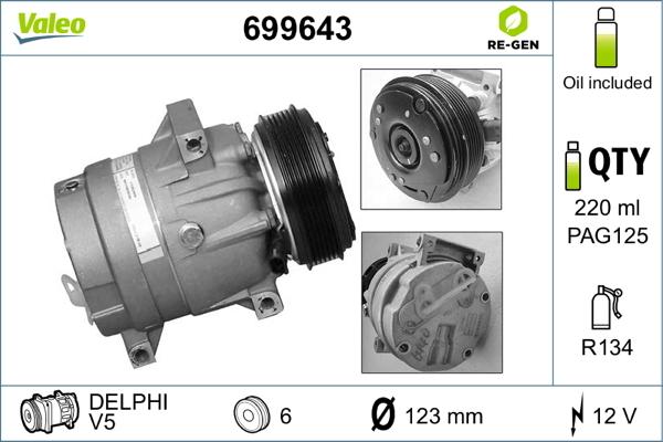 Valeo 699643 - Компресор, климатизация vvparts.bg