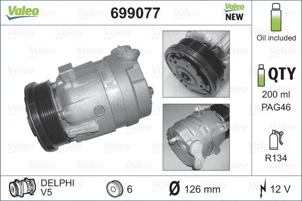 Valeo 699077 - Компресор, климатизация vvparts.bg