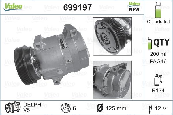 Valeo 699197 - Компресор, климатизация vvparts.bg