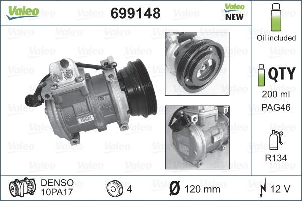 Valeo 699148 - Компресор, климатизация vvparts.bg