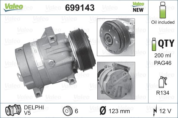 Valeo 699143 - Компресор, климатизация vvparts.bg