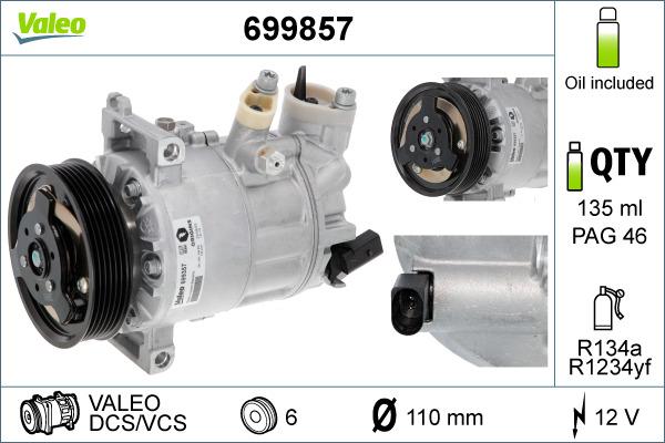 Valeo 699857 - Компресор, климатизация vvparts.bg