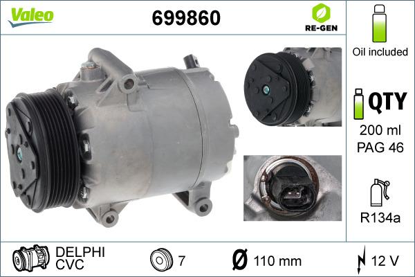 Valeo 699860 - Компресор, климатизация vvparts.bg