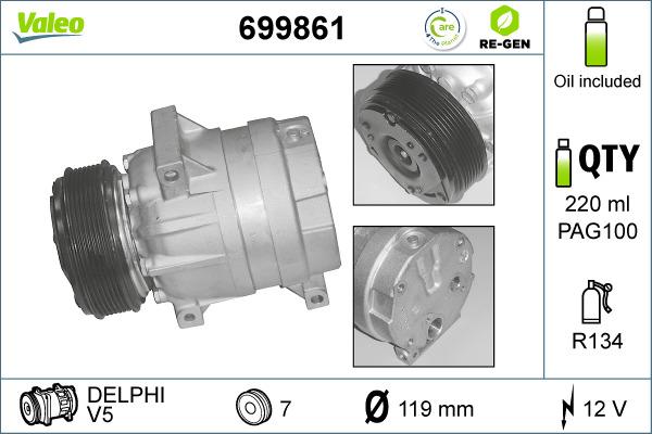 Valeo 699861 - Компресор, климатизация vvparts.bg