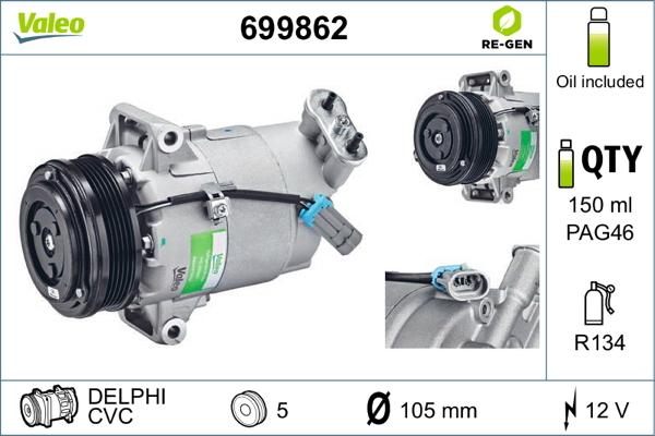 Valeo 699862 - Компресор, климатизация vvparts.bg