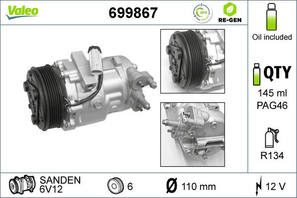 Valeo 699867 - Компресор, климатизация vvparts.bg