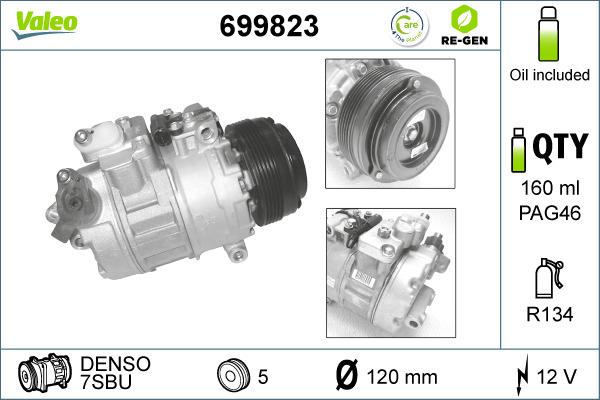 Valeo 699823 - Компресор, климатизация vvparts.bg