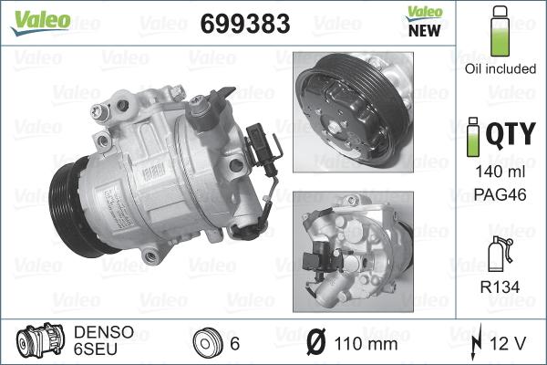 Valeo 699383 - Компресор, климатизация vvparts.bg