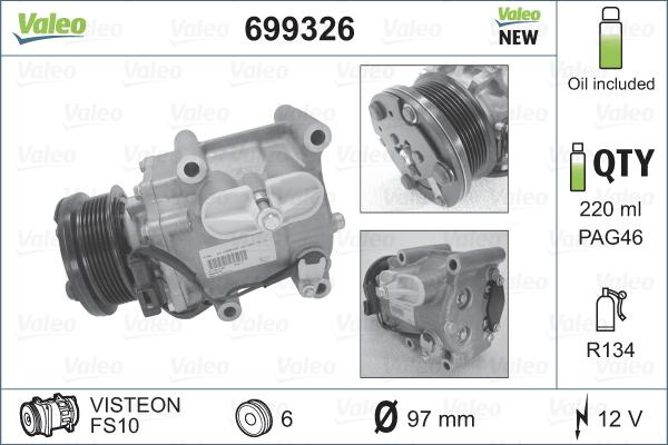 Valeo 699326 - Компресор, климатизация vvparts.bg