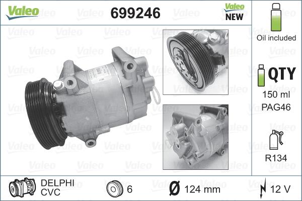 Valeo 699246 - Компресор, климатизация vvparts.bg