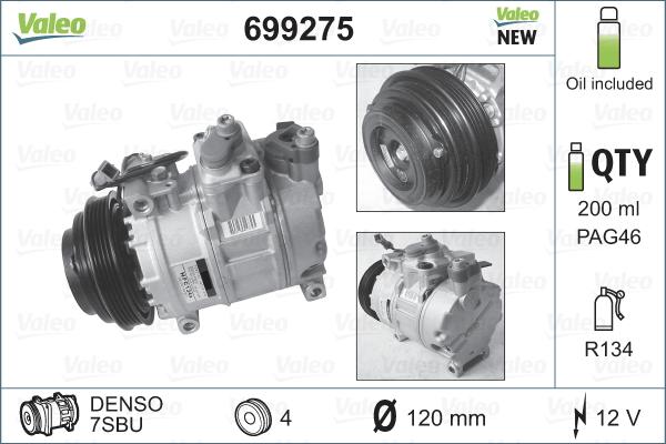 Valeo 699275 - Компресор, климатизация vvparts.bg