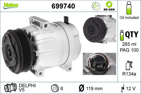 Valeo 699740 - Компресор, климатизация vvparts.bg