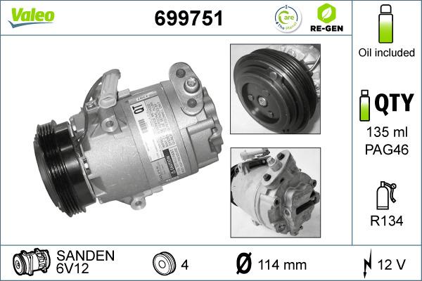 Valeo 699751 - Компресор, климатизация vvparts.bg