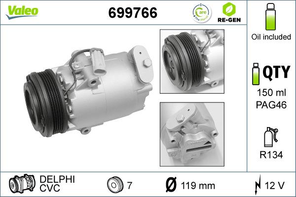 Valeo 699766 - Компресор, климатизация vvparts.bg