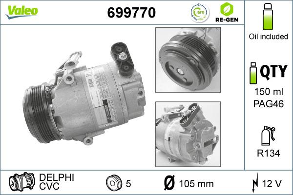 Valeo 699770 - Компресор, климатизация vvparts.bg