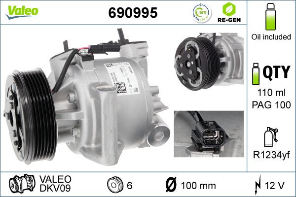 Valeo 690995 - Компресор, климатизация vvparts.bg