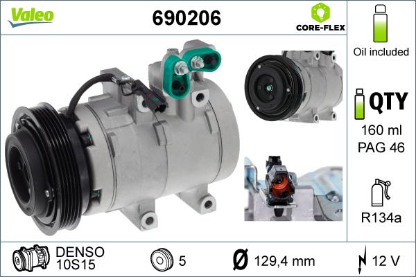 Valeo 690206 - Компресор, климатизация vvparts.bg