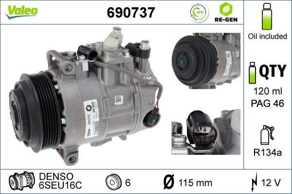 Valeo 690737 - Компресор, климатизация vvparts.bg