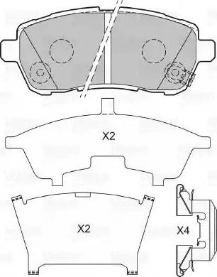 Valeo 601493 - Комплект спирачно феродо, дискови спирачки vvparts.bg