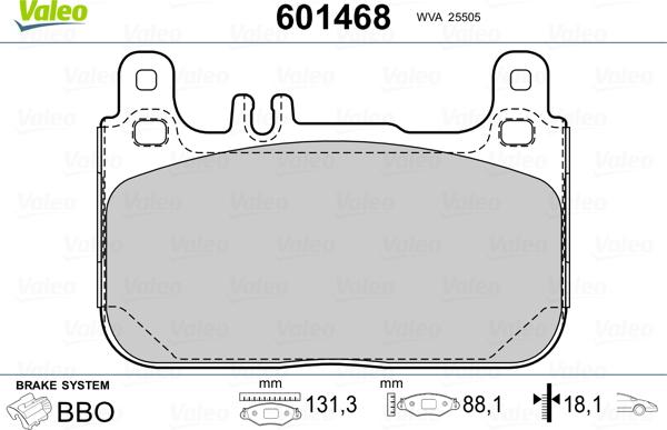 Valeo 601468 - Комплект спирачно феродо, дискови спирачки vvparts.bg