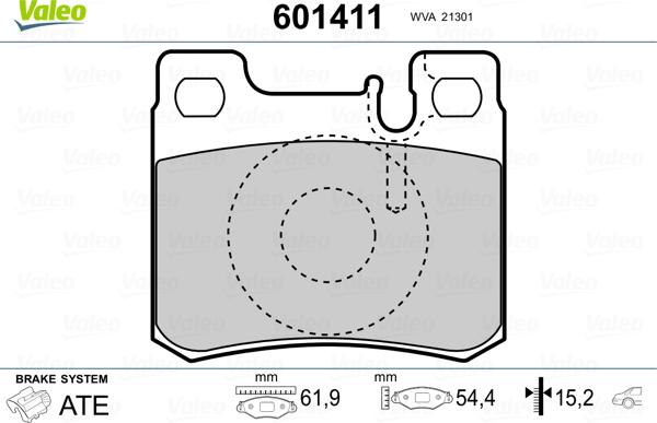 Valeo 601411 - Комплект спирачно феродо, дискови спирачки vvparts.bg