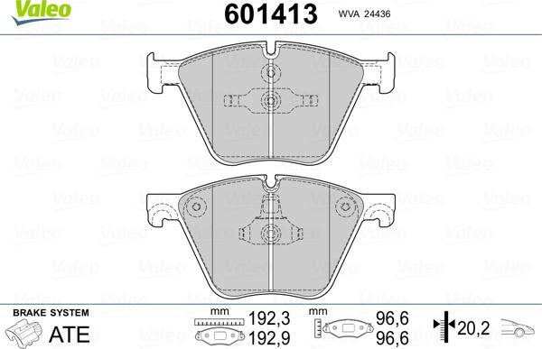 Valeo 601413 - Комплект спирачно феродо, дискови спирачки vvparts.bg