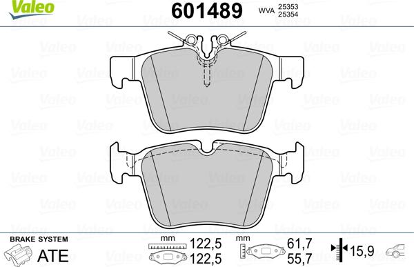 Valeo 601489 - Комплект спирачно феродо, дискови спирачки vvparts.bg