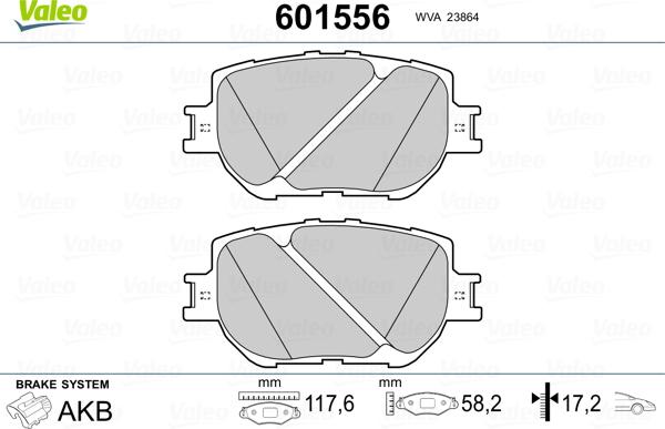 Valeo 601556 - Комплект спирачно феродо, дискови спирачки vvparts.bg