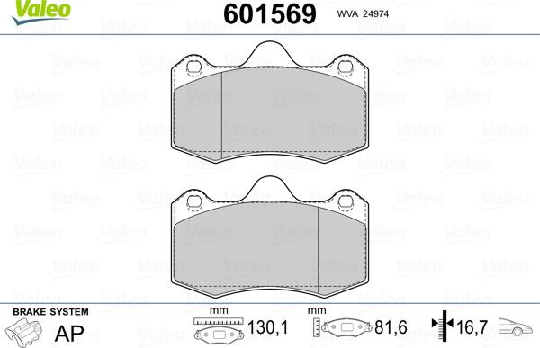 Valeo 601569 - Комплект спирачно феродо, дискови спирачки vvparts.bg