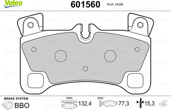 Valeo 601560 - Комплект спирачно феродо, дискови спирачки vvparts.bg