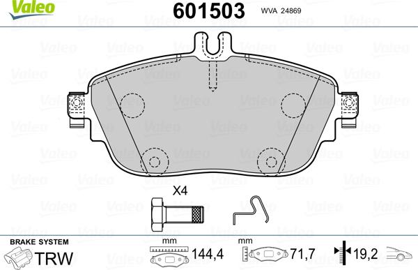 Valeo 601503 - Комплект спирачно феродо, дискови спирачки vvparts.bg