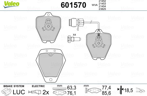 Valeo 601570 - Комплект спирачно феродо, дискови спирачки vvparts.bg