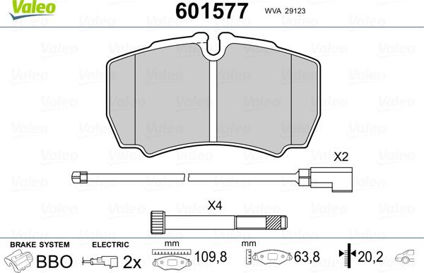 Valeo 601577 - Комплект спирачно феродо, дискови спирачки vvparts.bg