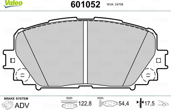 Valeo 601052 - Комплект спирачно феродо, дискови спирачки vvparts.bg