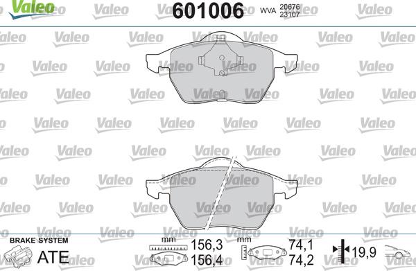 Valeo 601006 - Комплект спирачно феродо, дискови спирачки vvparts.bg