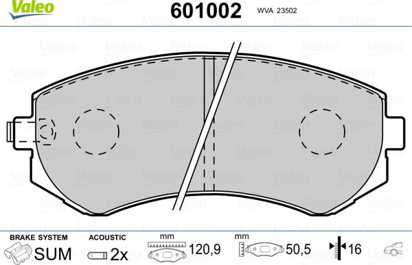 Valeo 601002 - Комплект спирачно феродо, дискови спирачки vvparts.bg