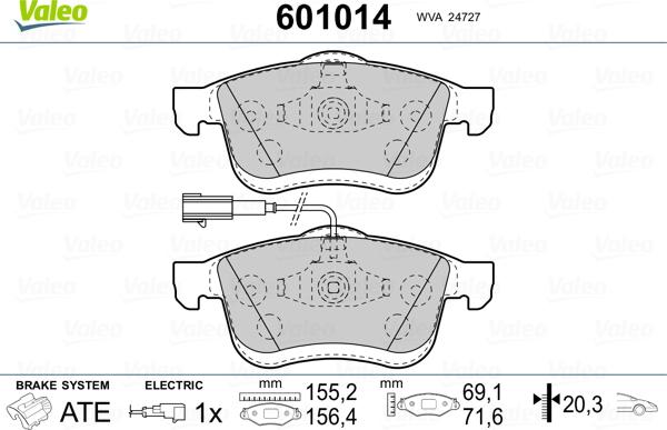 Valeo 601014 - Комплект спирачно феродо, дискови спирачки vvparts.bg