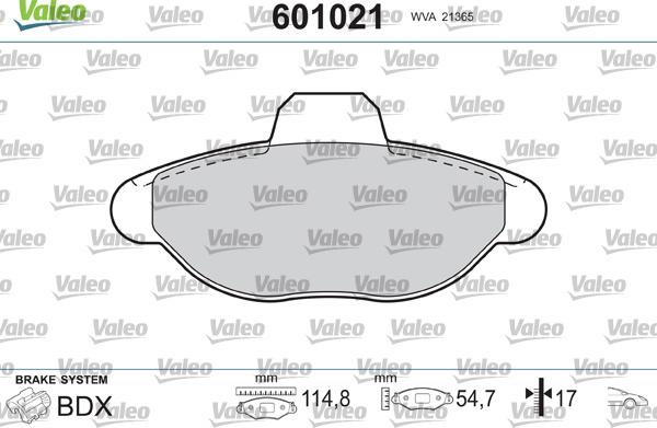 Valeo 601021 - Комплект спирачно феродо, дискови спирачки vvparts.bg