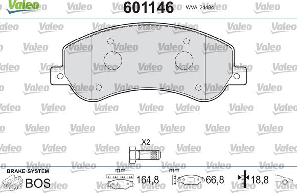 Valeo 601146 - Комплект спирачно феродо, дискови спирачки vvparts.bg