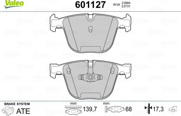 Valeo 601127 - Комплект спирачно феродо, дискови спирачки vvparts.bg