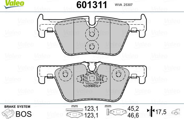 Valeo 601311 - Комплект спирачно феродо, дискови спирачки vvparts.bg