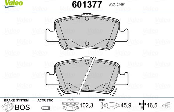 Valeo 601377 - Комплект спирачно феродо, дискови спирачки vvparts.bg