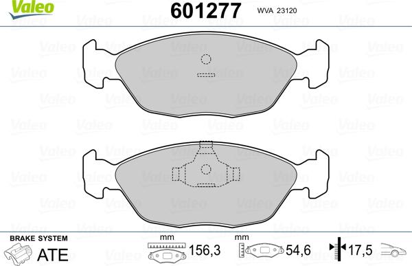 Valeo 601277 - Комплект спирачно феродо, дискови спирачки vvparts.bg