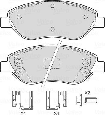 Valeo 601745 - Комплект спирачно феродо, дискови спирачки vvparts.bg