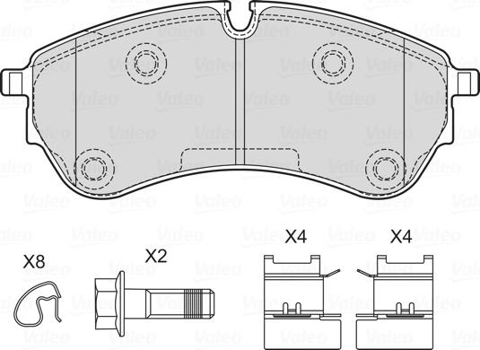 Valeo 601762 - Комплект спирачно феродо, дискови спирачки vvparts.bg