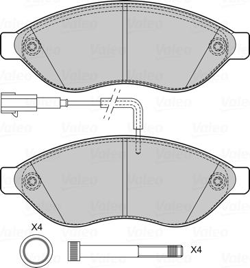 Valeo 601708 - Комплект спирачно феродо, дискови спирачки vvparts.bg